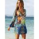 Female holiday, beach tight dresses, graphic print mini deep V